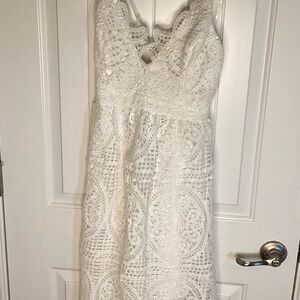 Lace Midi Dress in Ivory